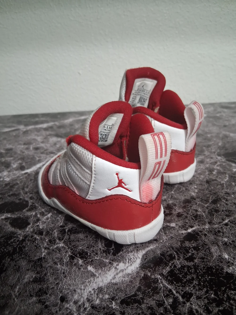 Baby Jordan 11 Cherry Red & White Basketball Shoes Size 2C